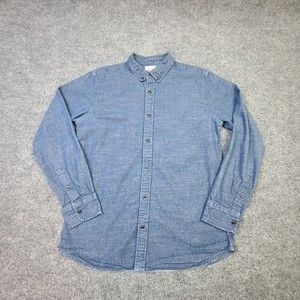 Levis Mens Denim Shirt Size Medium Long Sleeve Casual Blue Button Up Collared